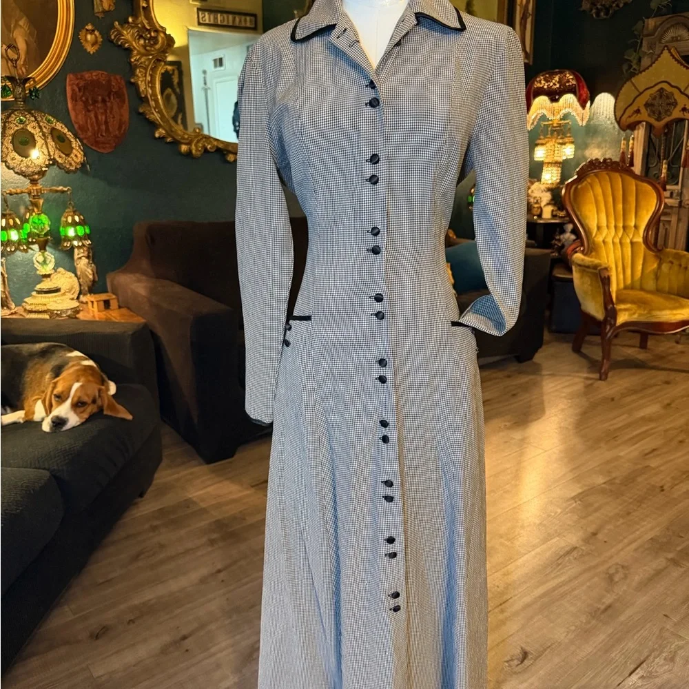 80s Pinup Houndstooth Coat Dress – Vintage Size 6 – Mix It Label - Picture 12 of 12